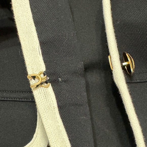 Talbots Military Peplum Jacket Womens 2P Black Gold Button Cotton Classic Preppy - Picture 8 of 15